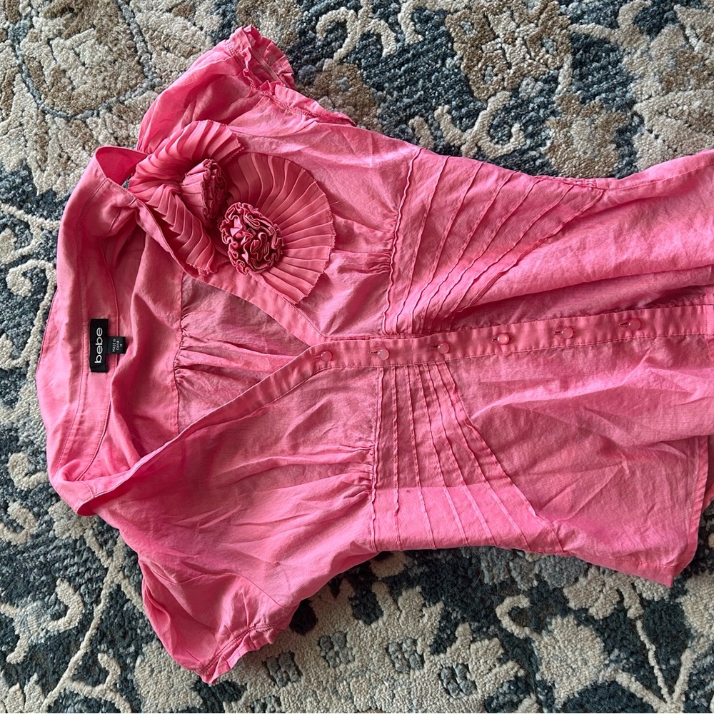 Bebe Pink Blouse with Floral Details